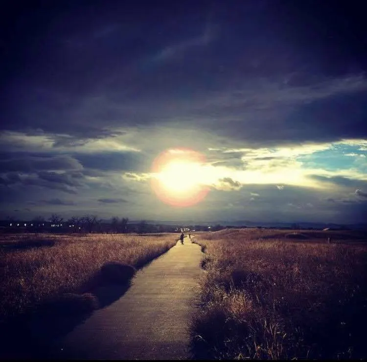 Walking trail at sunset in Green Valley Ranch